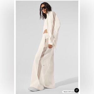 ALO Yoga High-Waist Origin Wide Leg Track Pants Ivory Small NWT
